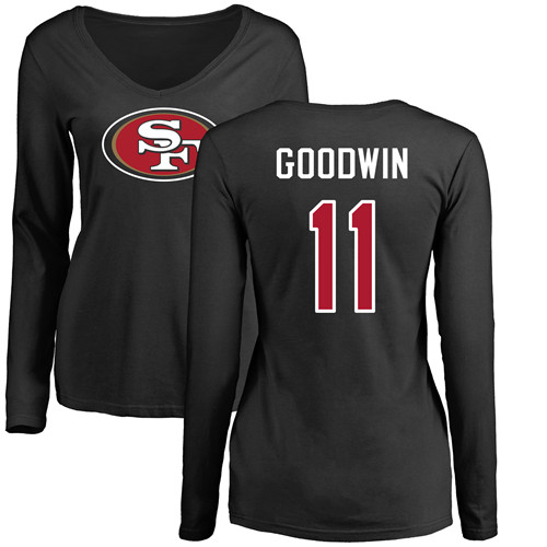 San Francisco 49ers Black Women Marquise Goodwin Name and Number Logo 11 Long